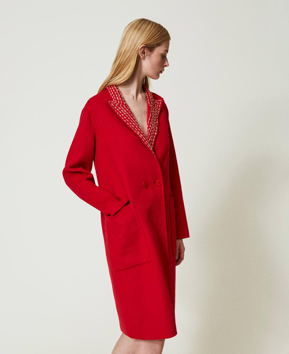 Abrigo pa帽o rojo mujer sales