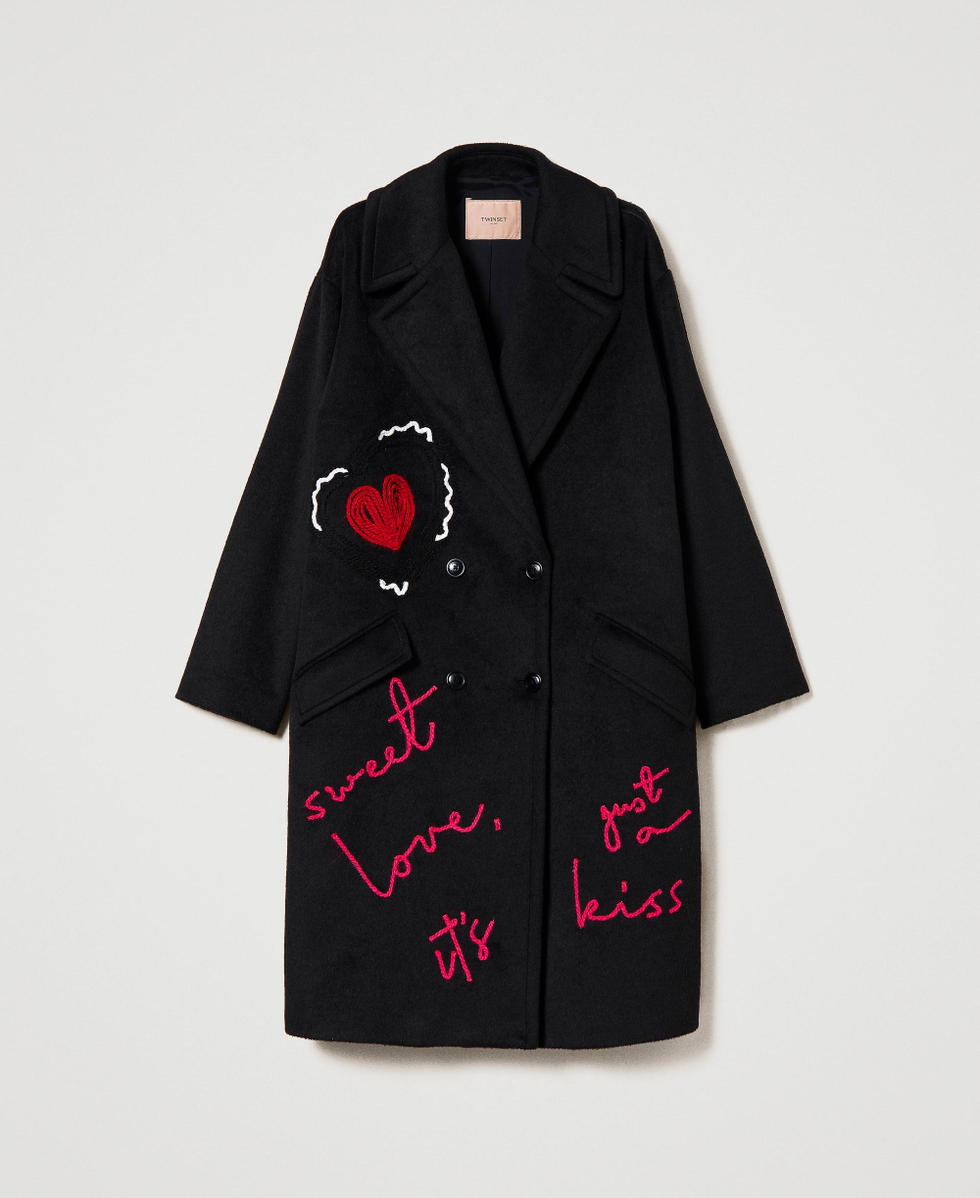 Black coat with red patch deals