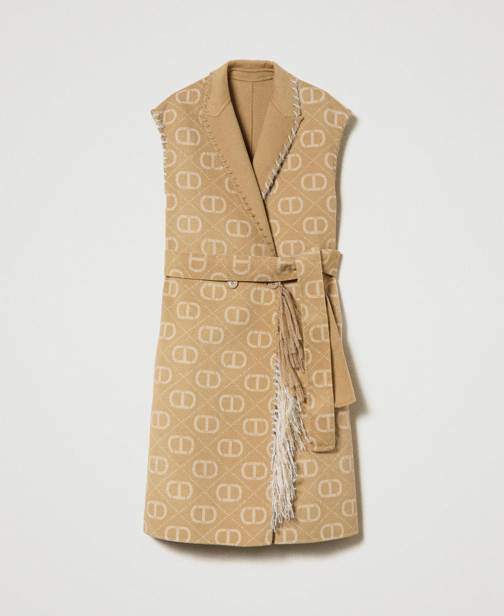 Reversible double wool blend embroidered gilet