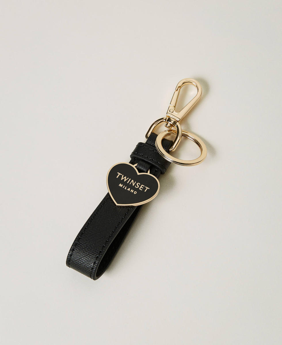 Schlüsselanhänger mit lackiertem Herz Frau, Schwarz