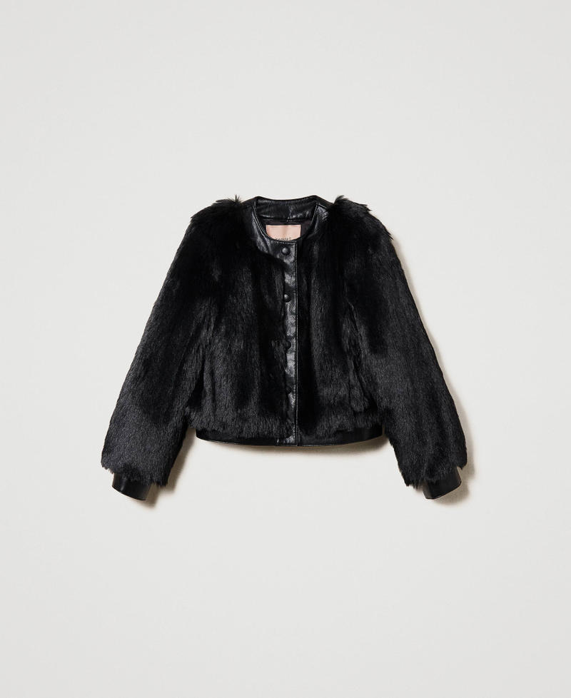 Cropped faux fur jacket "Dune" Beige Woman 232TT2021-0S