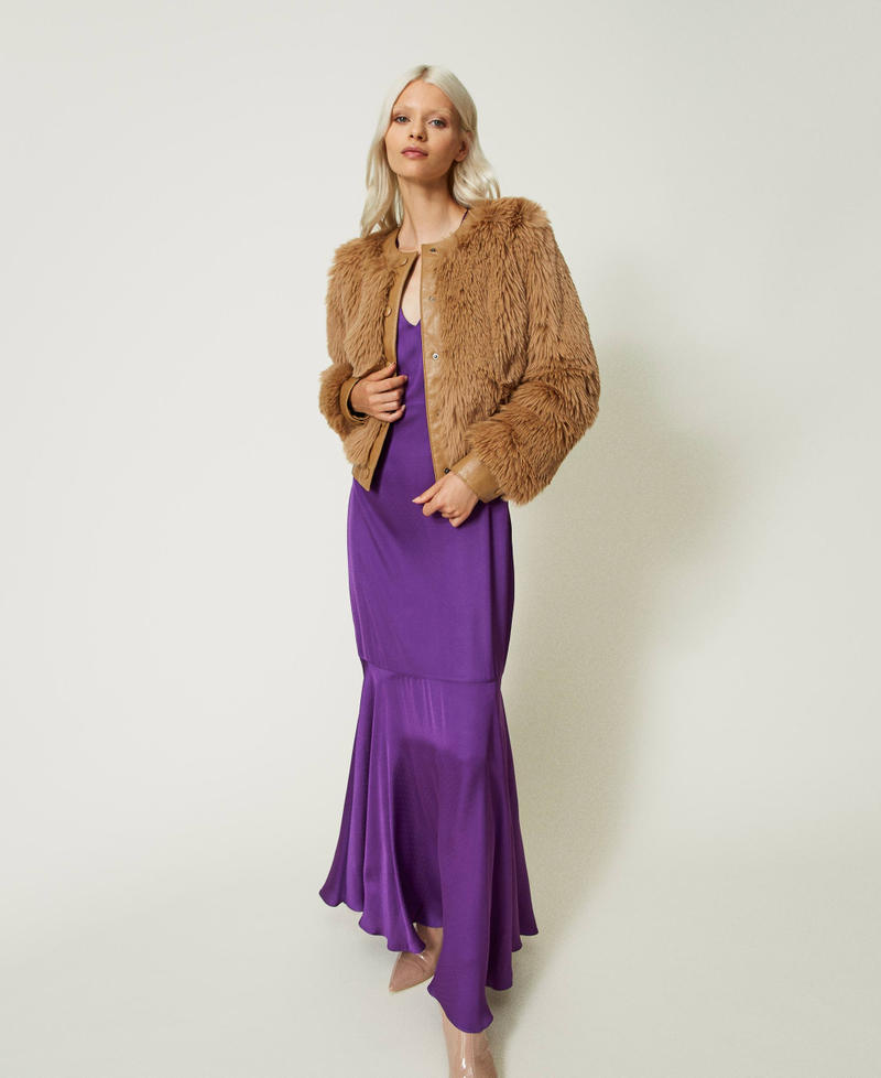 Blouson court en fausse fourrure