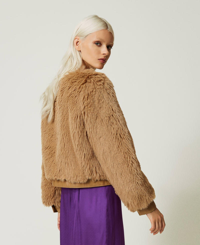 Cropped faux fur jacket "Dune" Beige Woman 232TT2021-03
