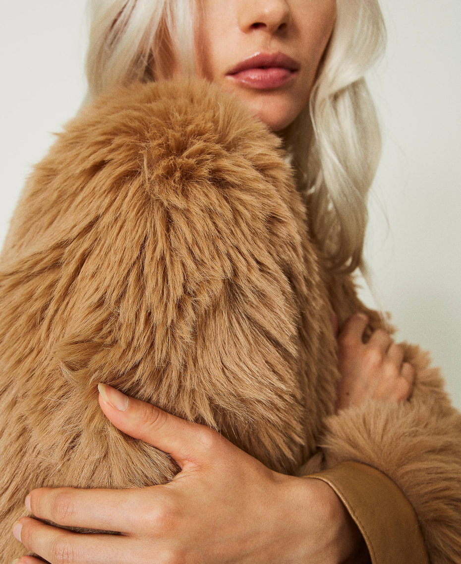 Cropped faux fur jacket "Dune" Beige Woman 232TT2021-05