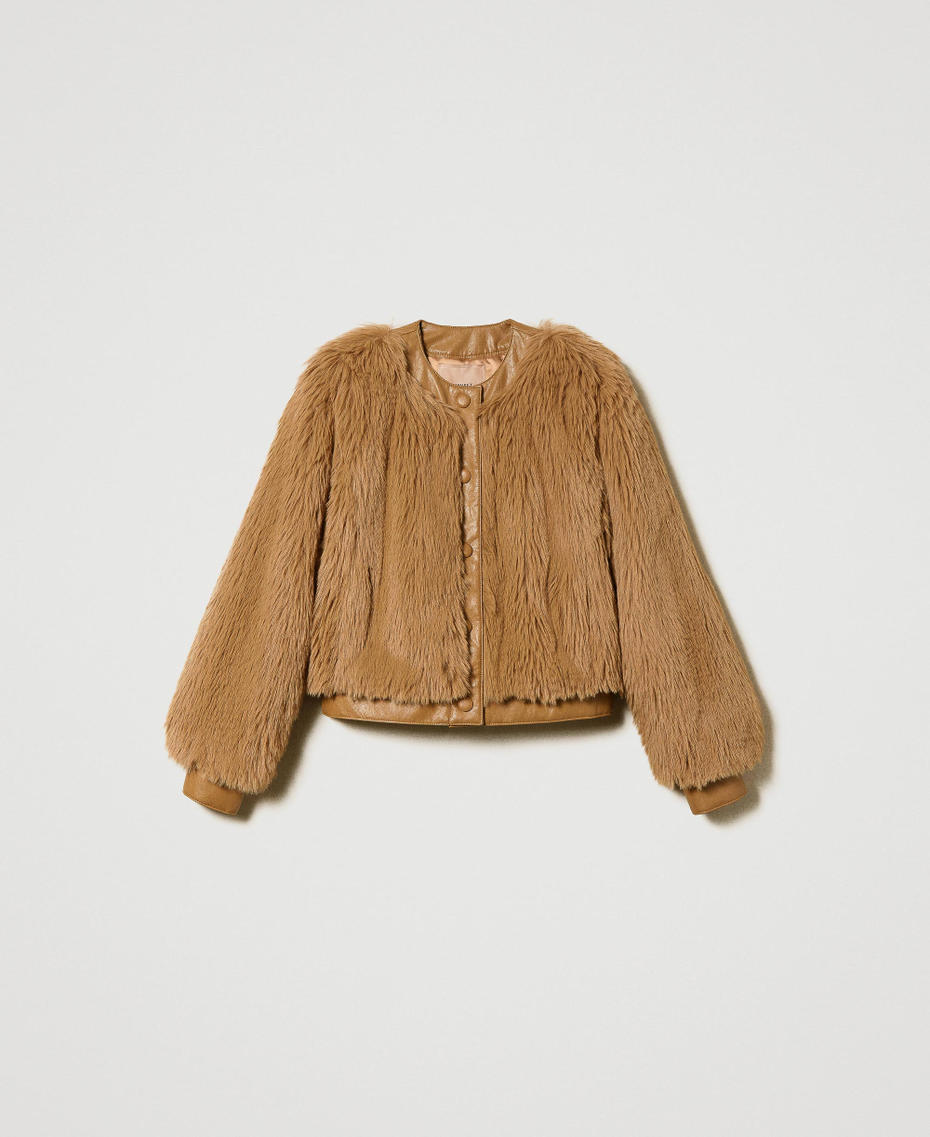 Cropped faux fur jacket "Dune" Beige Woman 232TT2021-0S