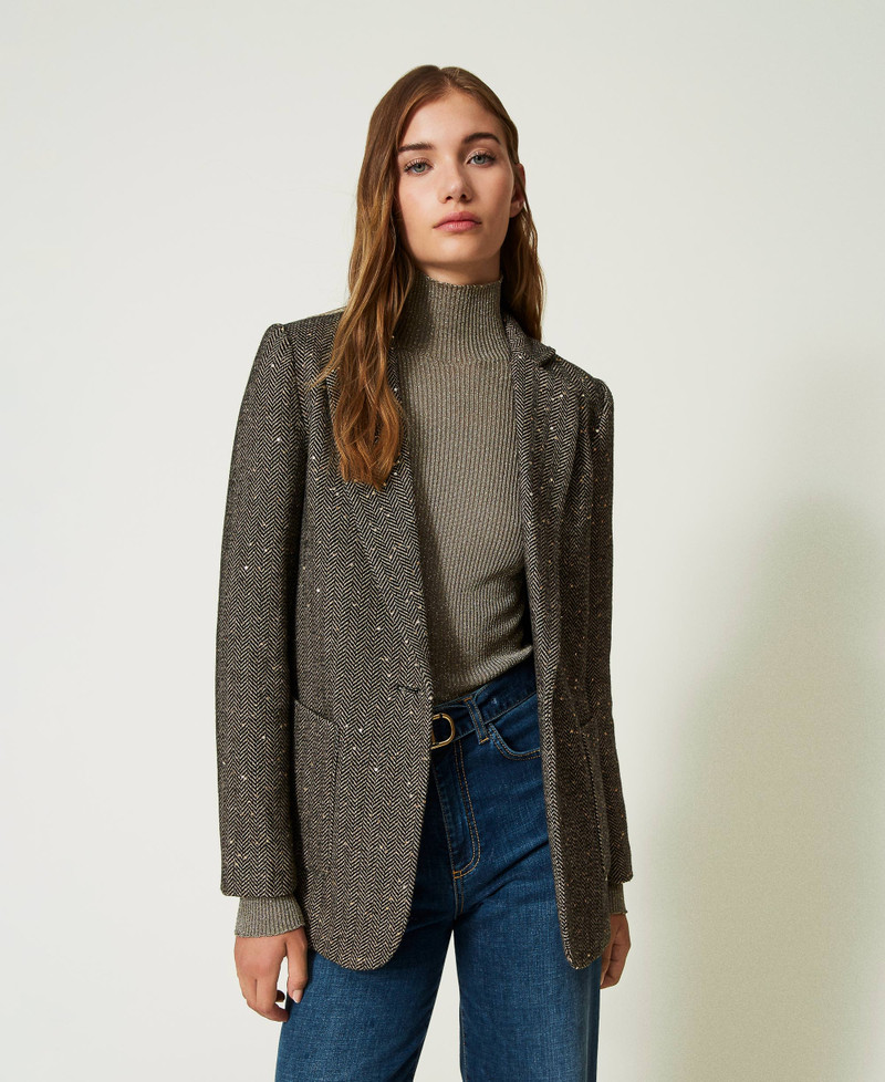 Giacca Di Paillettes Per Ragazzo - Blazer Glitter Manica Lunga Con Cappello Fedora - Foto 8