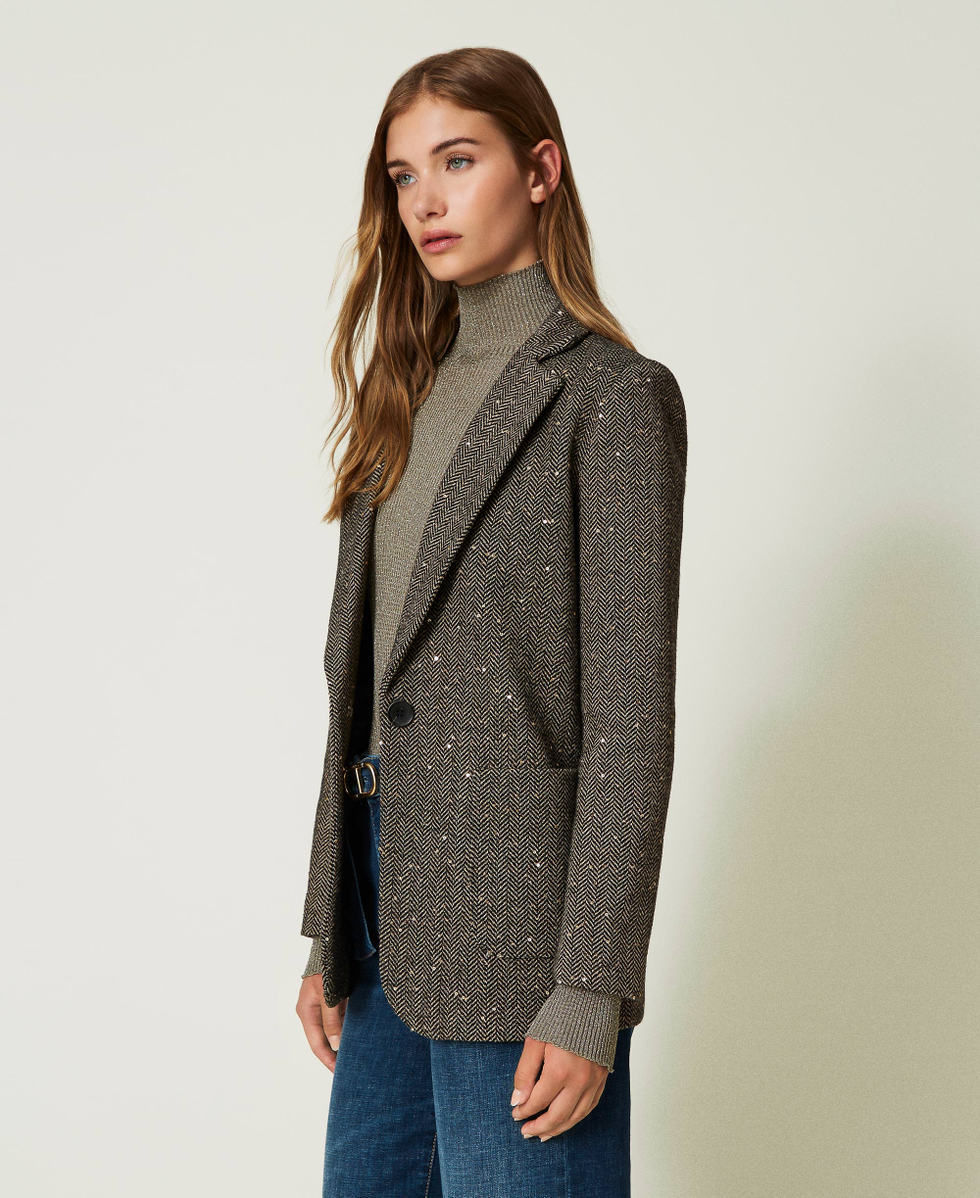 Chaqueta blazer de lana mixta con lentejuelas