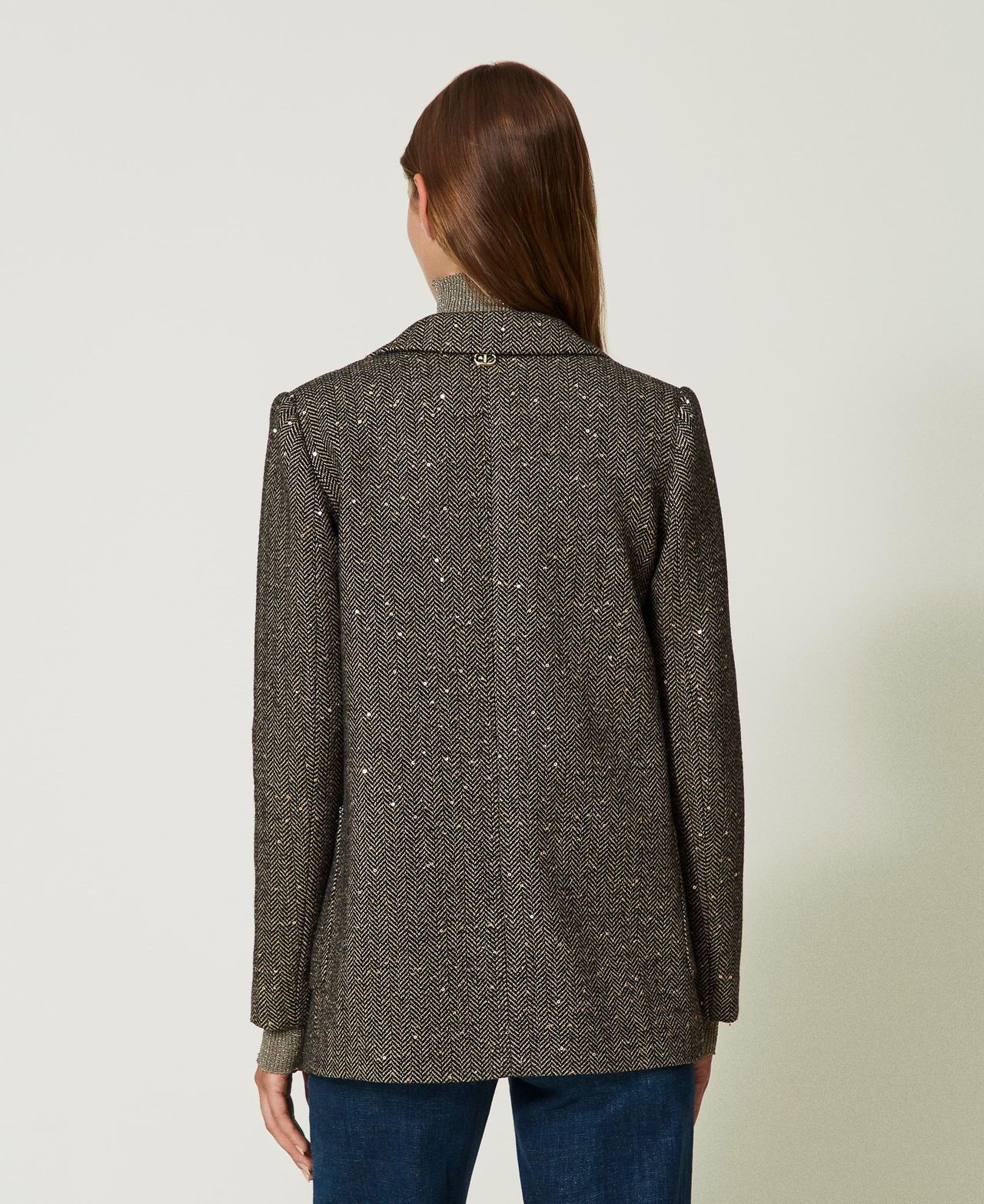 Wool blend blazer with sequins