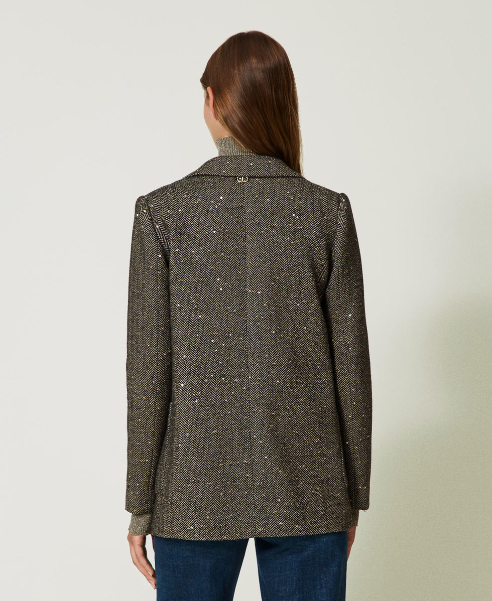 Wool blend coat with sequins Woman, Grey