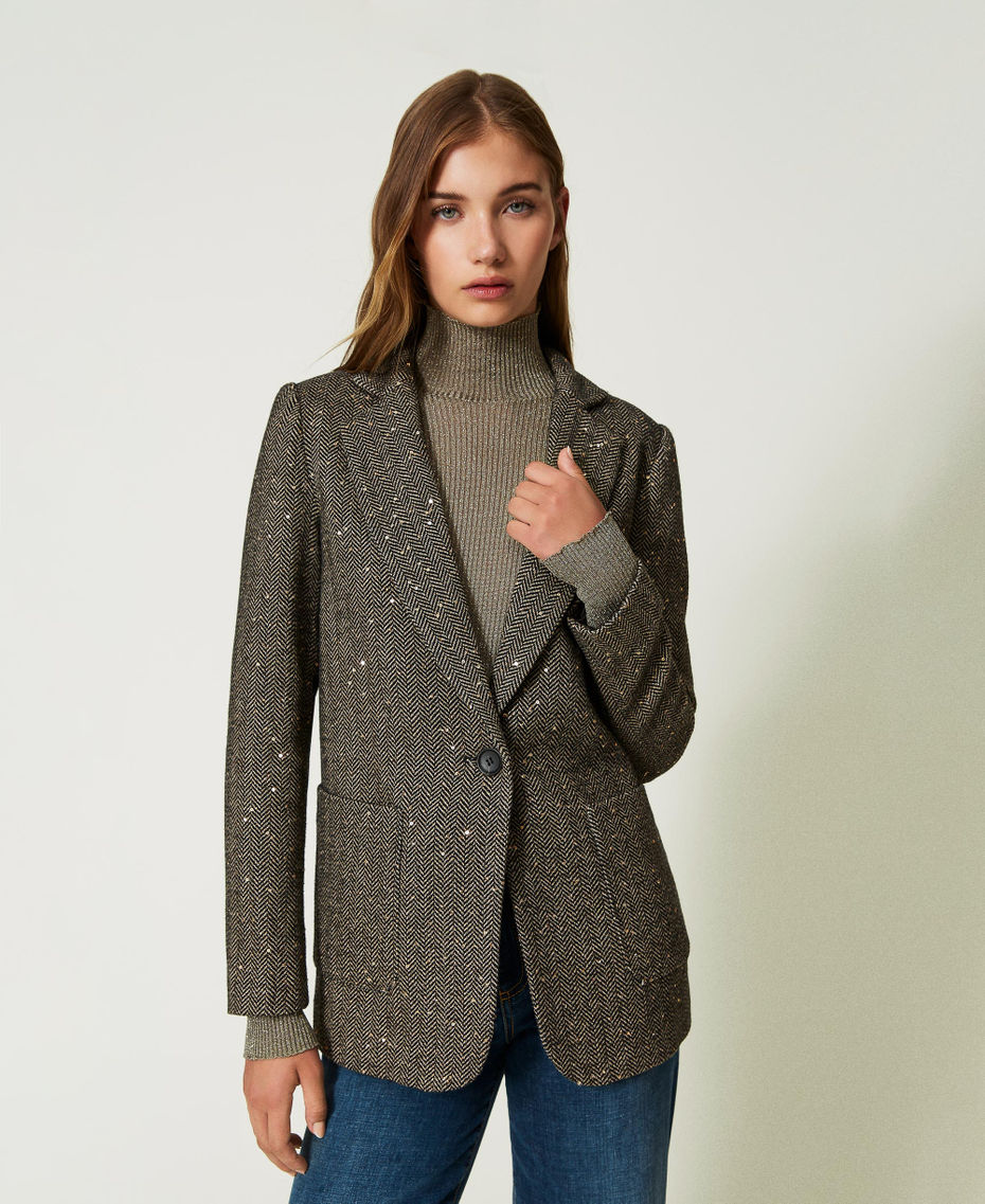 Blazer en laine mélangée avec sequins