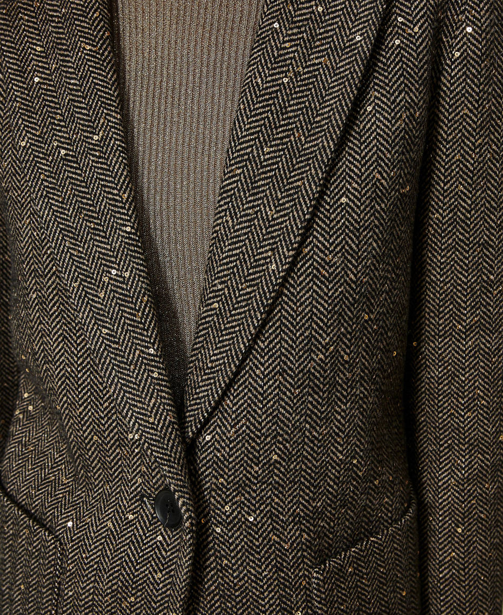 Chaqueta blazer de lana mixta con lentejuelas