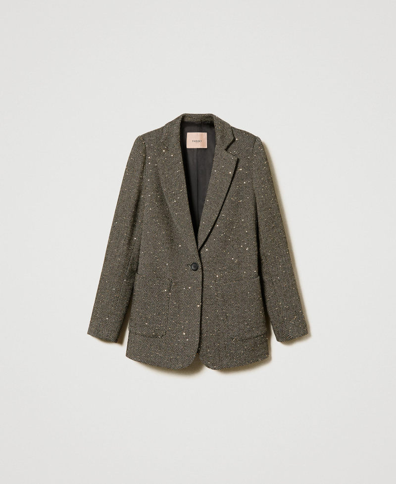 Wool blend blazer with sequins