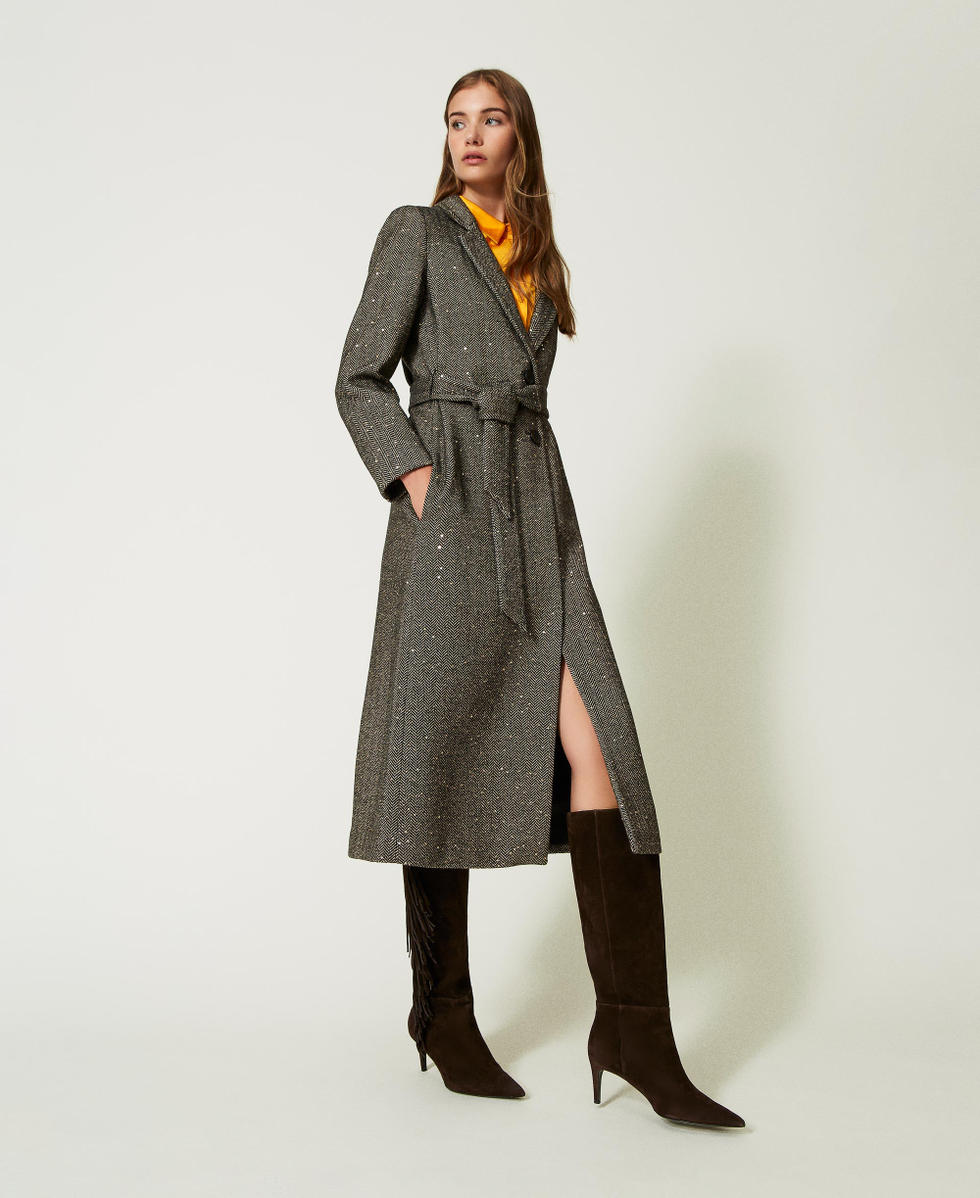 Cappotto lungo grigio donna online