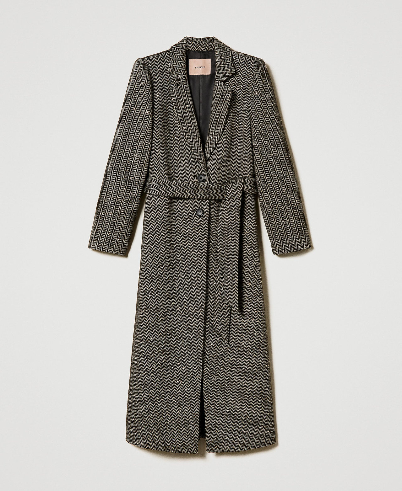 Wool blend coat with sequins
