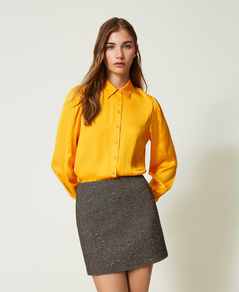 Wool blend miniskirt with sequins