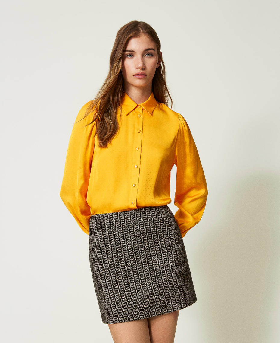 Wool blend miniskirt with sequins