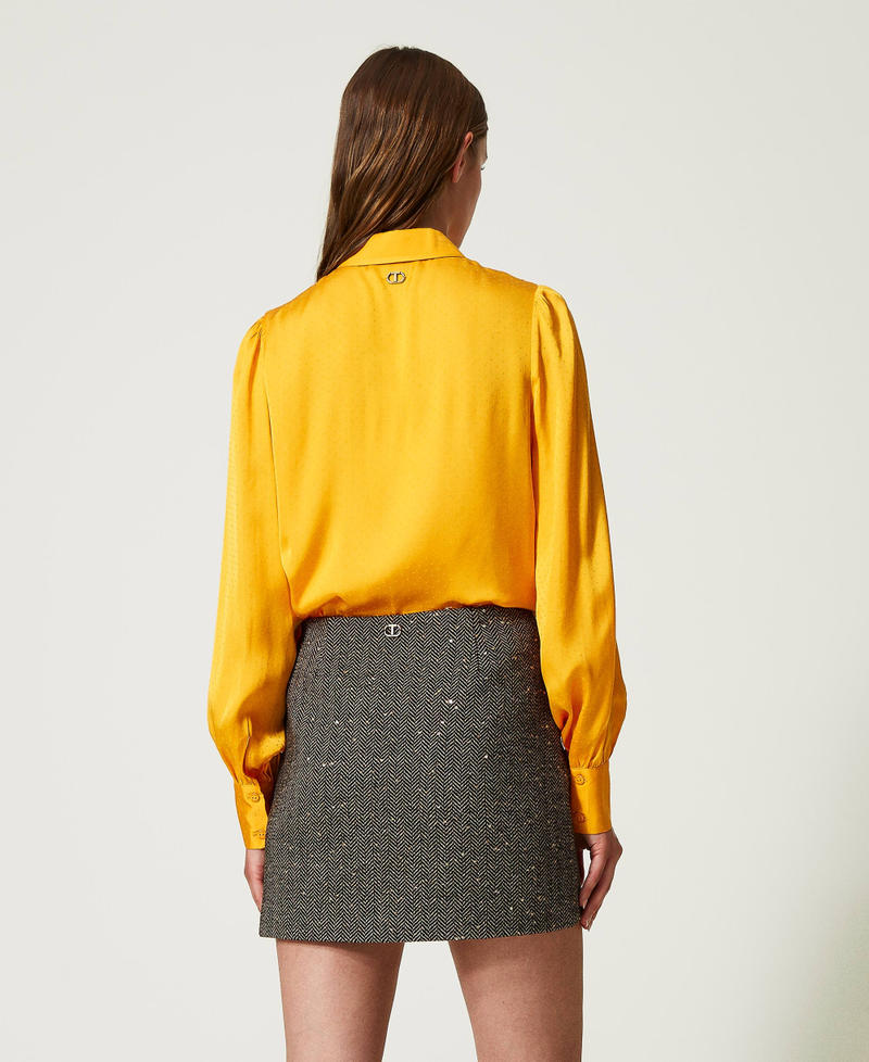 Wool blend miniskirt with sequins Snow / Brown Chevron Woman 232TT2033-03