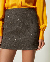 Mini-jupe en laine mélangée avec sequins