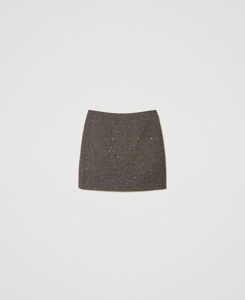 Wool blend miniskirt with sequins