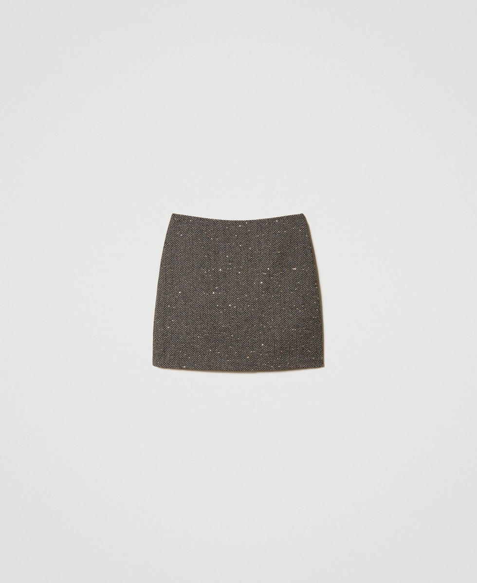 Wool blend miniskirt with sequins