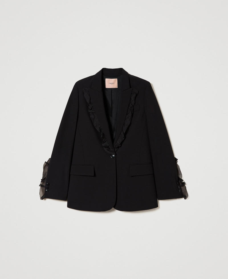 Wool blend blazer with ruffles Black Woman 232TT2040-0S