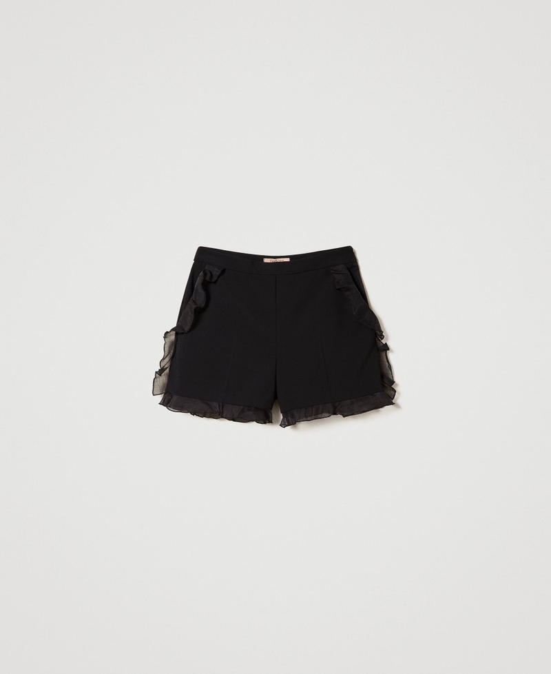 Shorts with organza ruffles Black Woman 232TT2045-0S