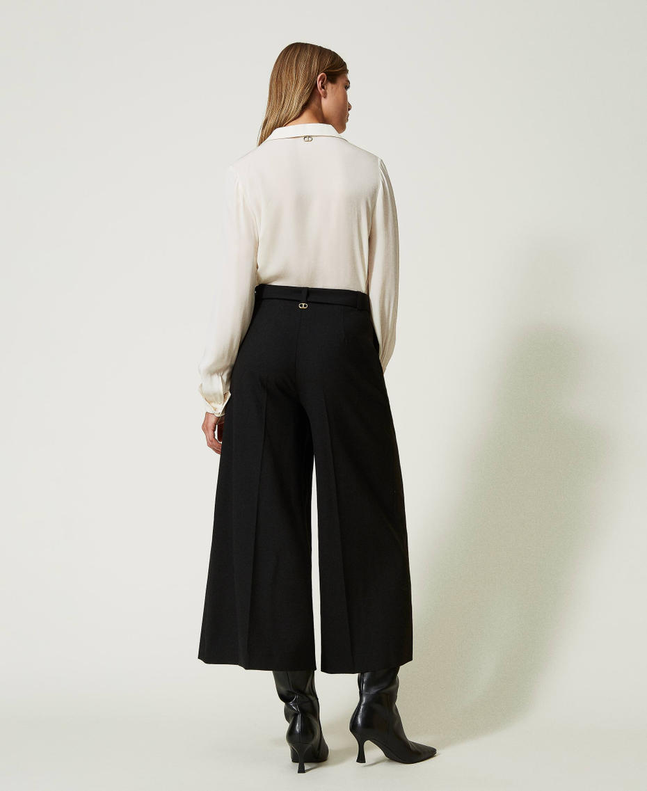 Jupe-culotte en laine mélangée