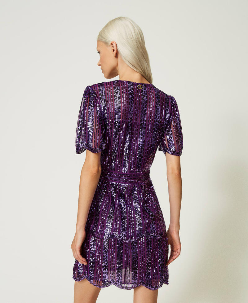 Short tulle dress with sequin embroidery