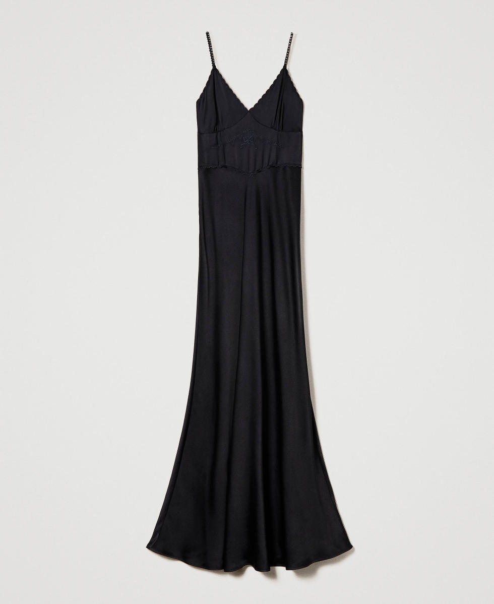Black and white silk dress sale