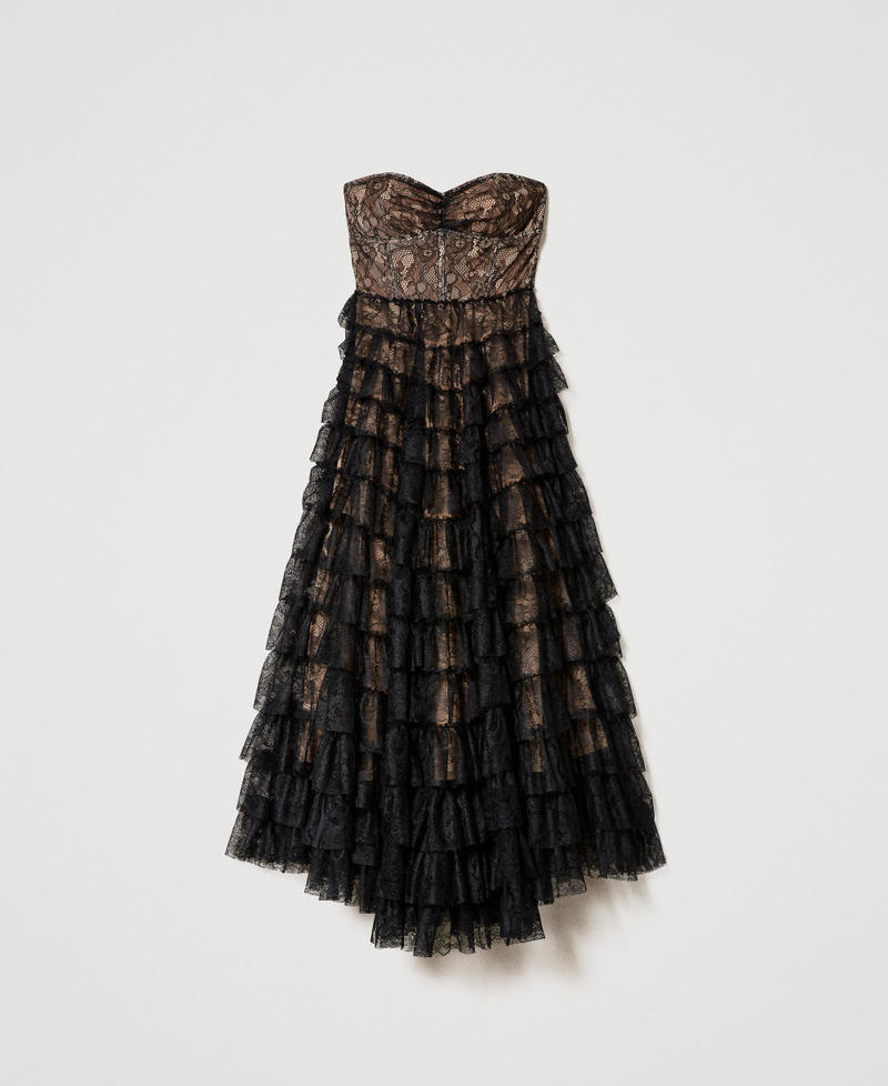 Long Chantilly lace bustier dress Black Woman 232TT2070-0S