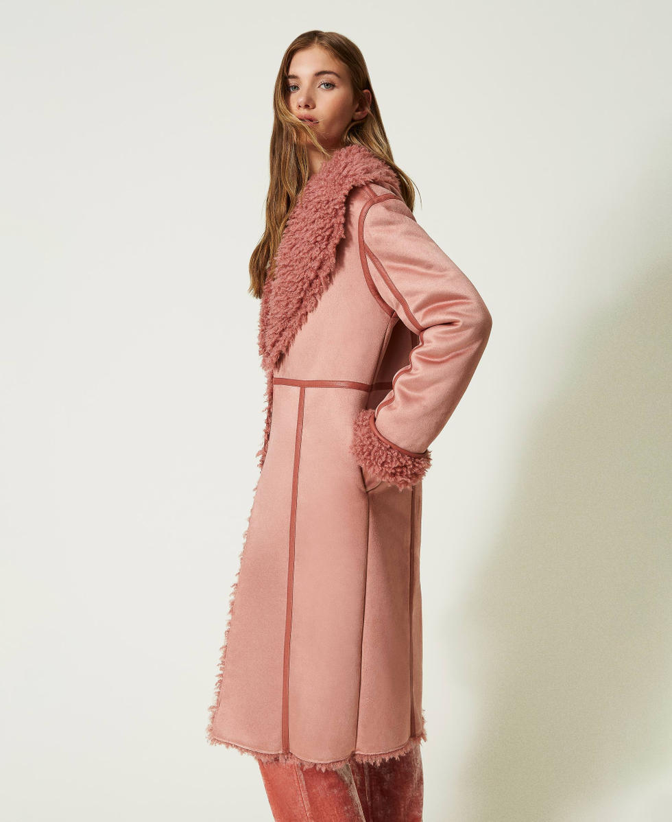 Cappotto effetto scamosciato con faux fur Donna Rosa TWINSET Milano