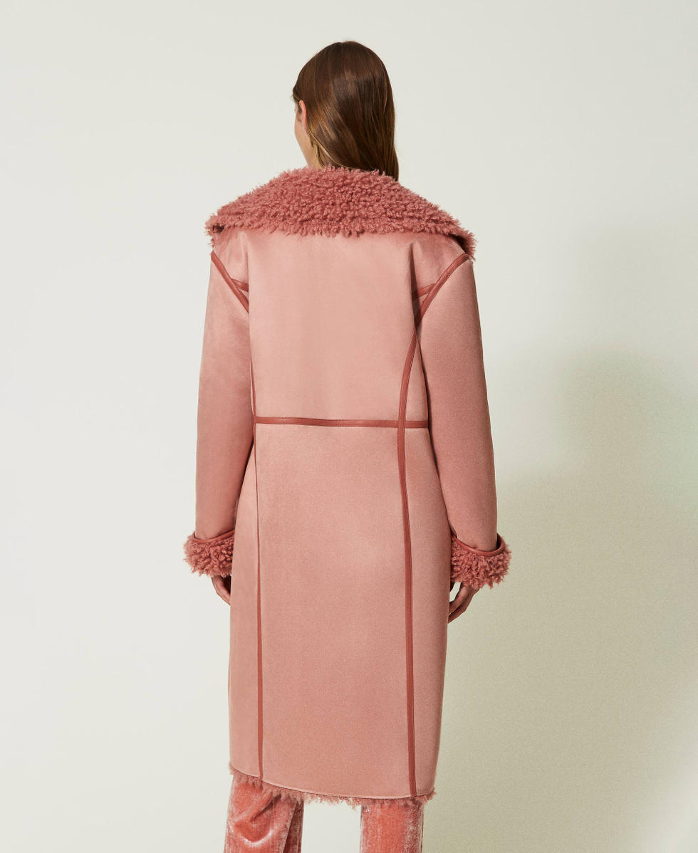 Pink faux suede coat deals