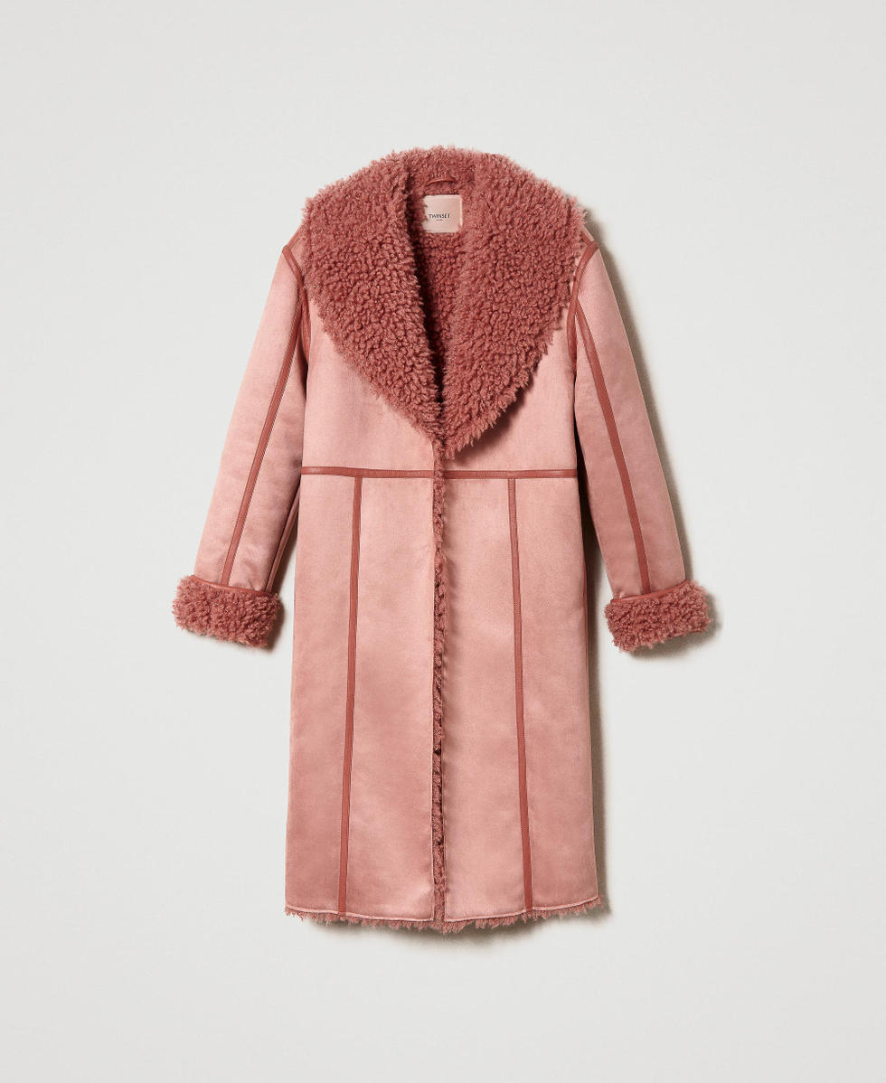 Cappotto effetto scamosciato con faux fur Donna Rosa TWINSET Milano