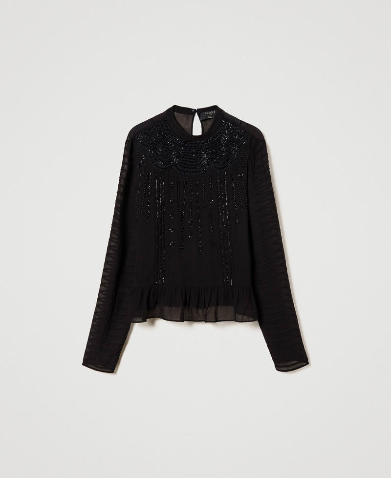 Handbestickte Bluse aus Georgette