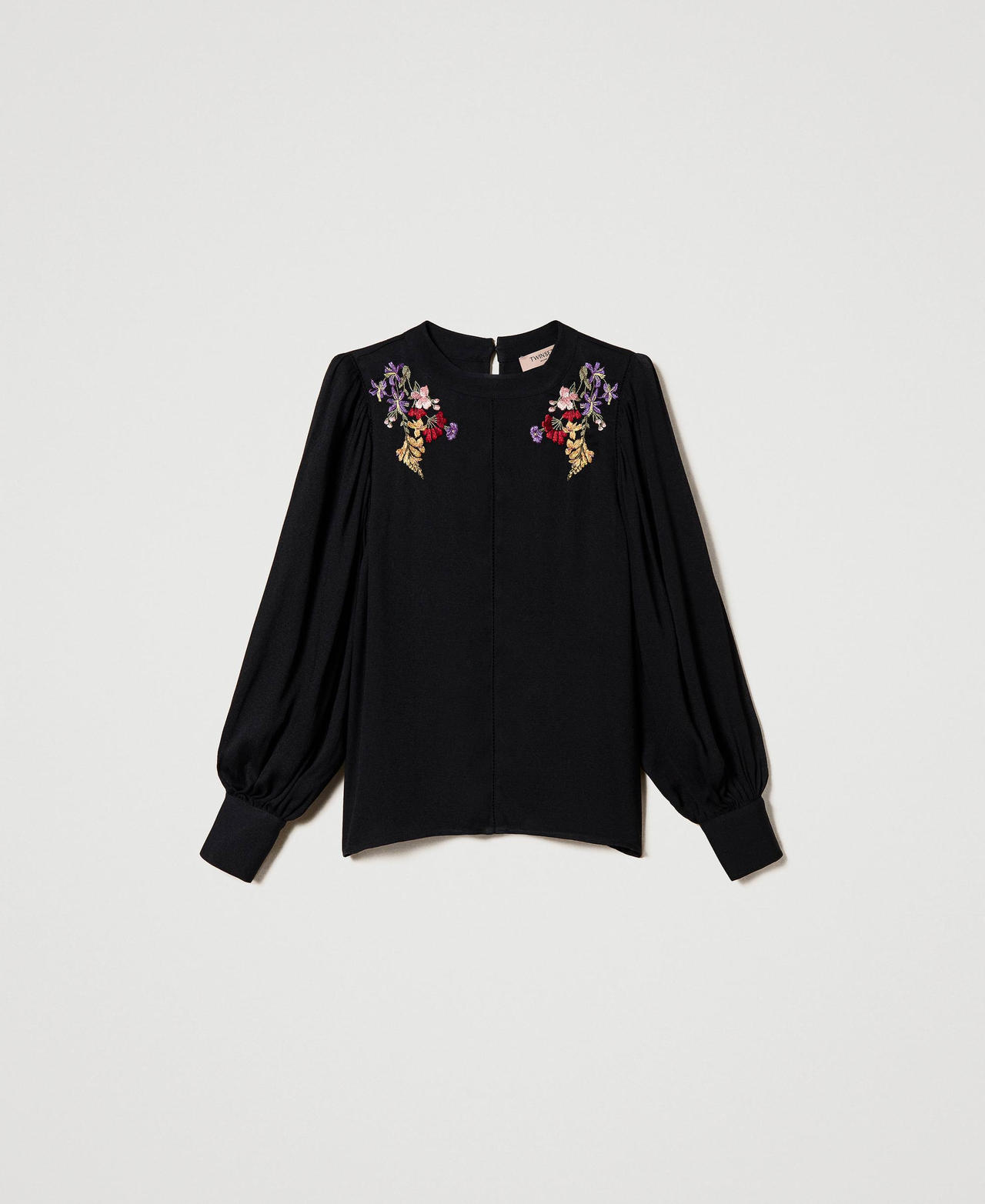 Blouse avec broderie florale multicolore