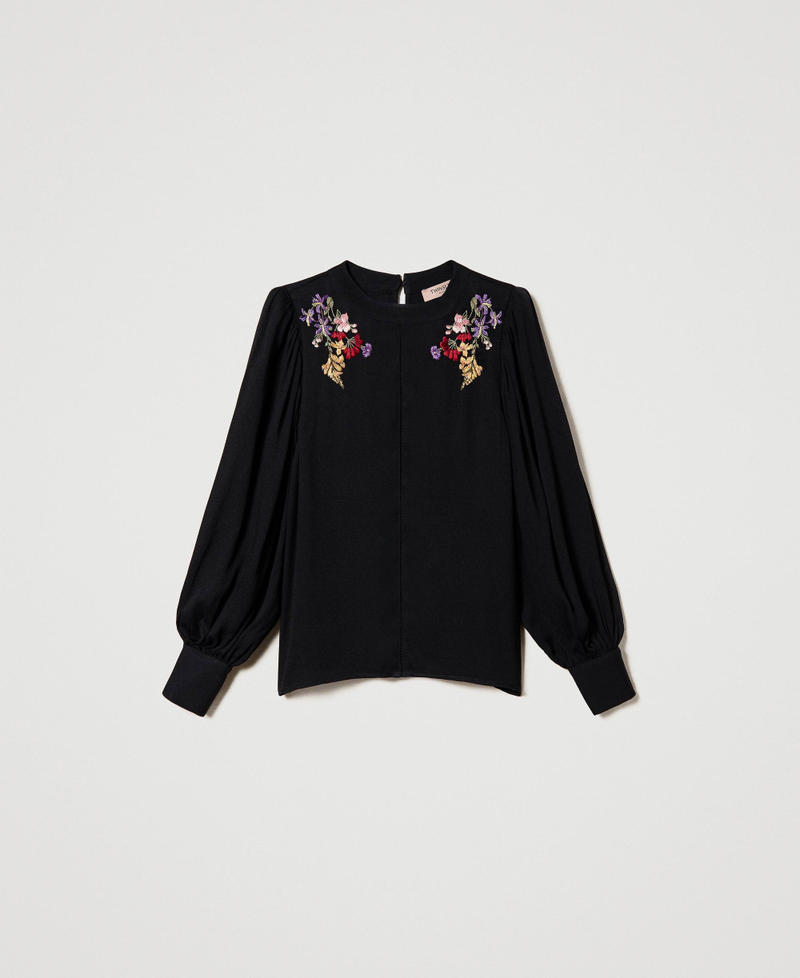 Blouse avec broderie florale multicolore