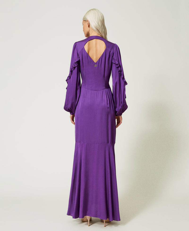 Long jacquard dress with ruffles Dark Lavender Woman 232TT2171-03