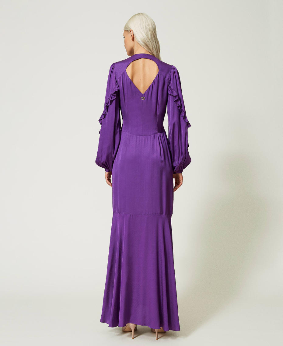 Long jacquard dress with ruffles