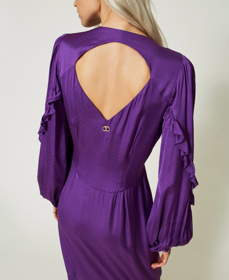 Long jacquard dress with ruffles Dark Lavender Woman 232TT2171-05