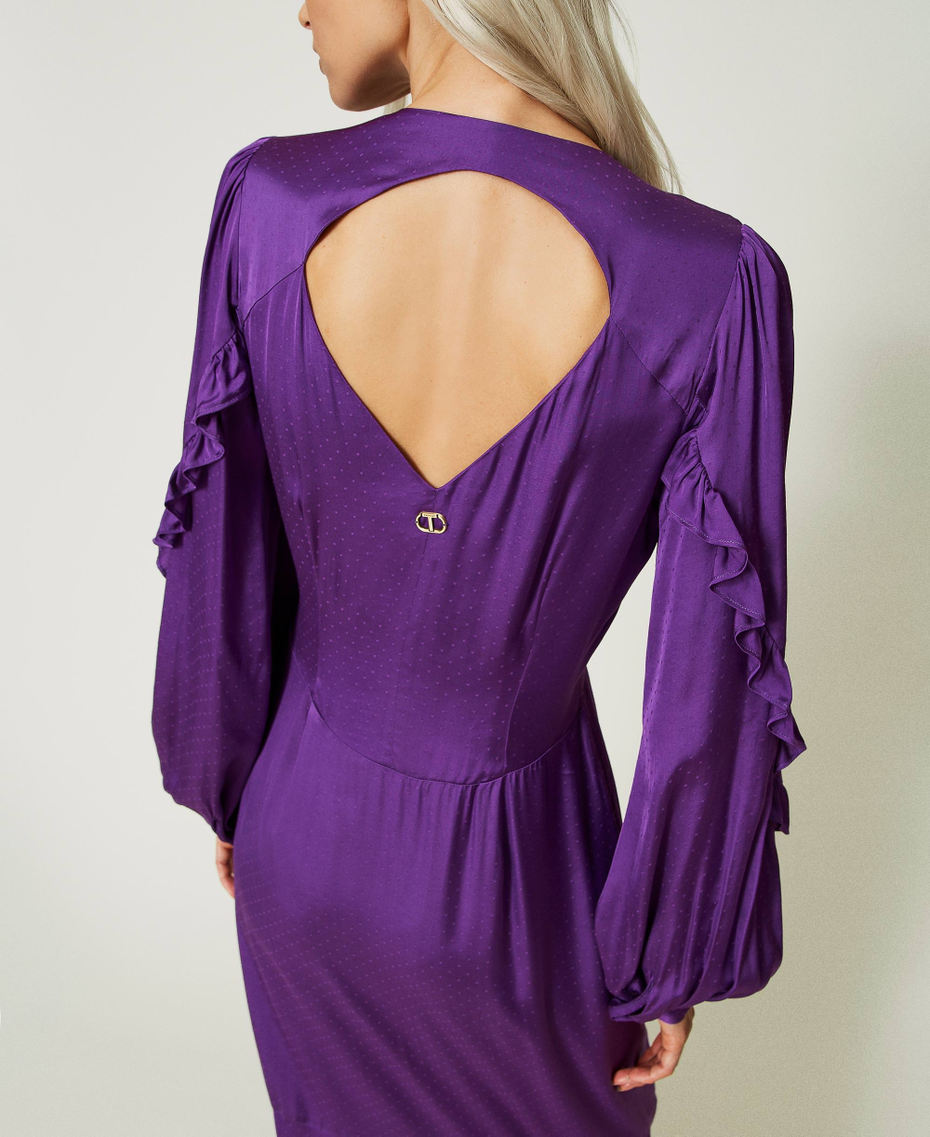 Long jacquard dress with ruffles
