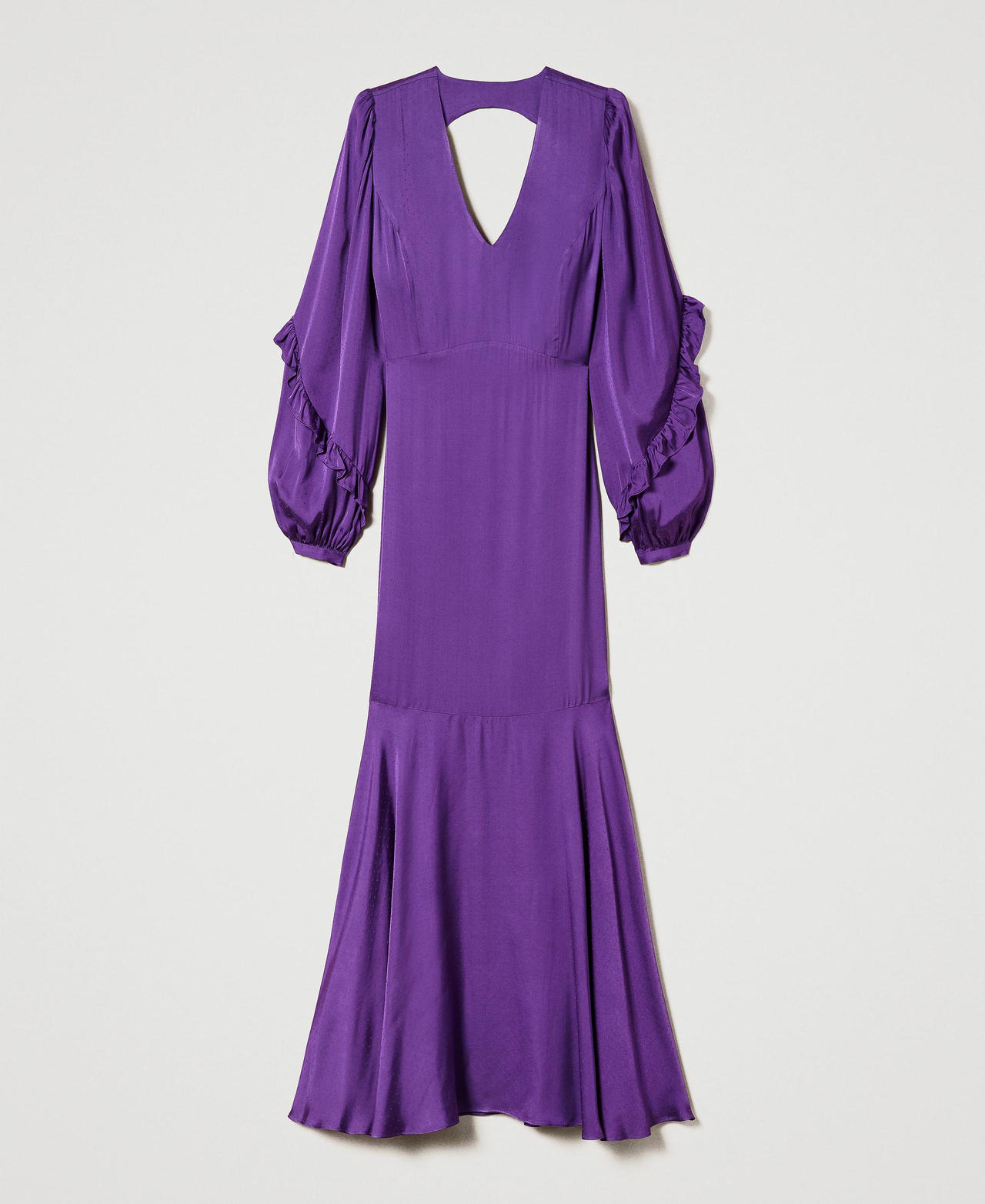 Long jacquard dress with ruffles