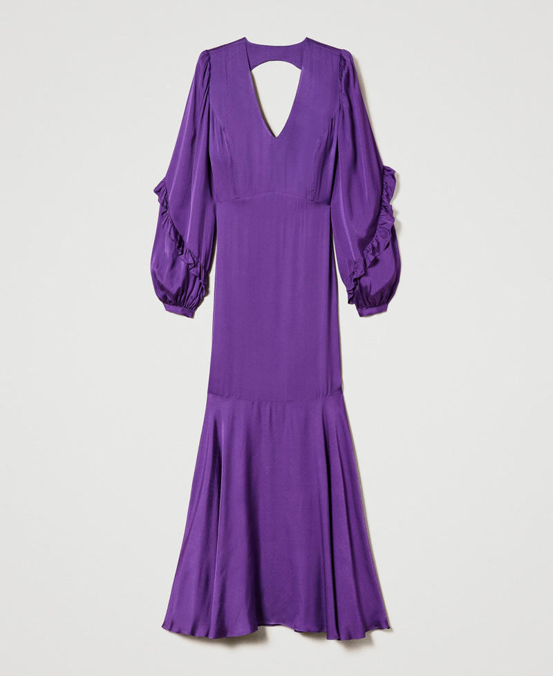 Long jacquard dress with ruffles Dark Lavender Woman 232TT2171-0S