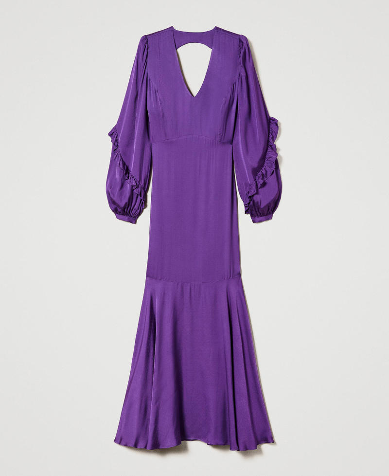 Long jacquard dress with ruffles