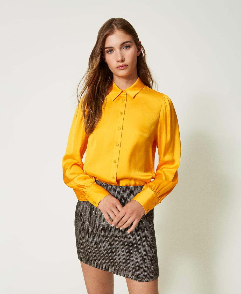 Polka dot jacquard shirt "Radiant Yellow" Woman 232TT2173-01
