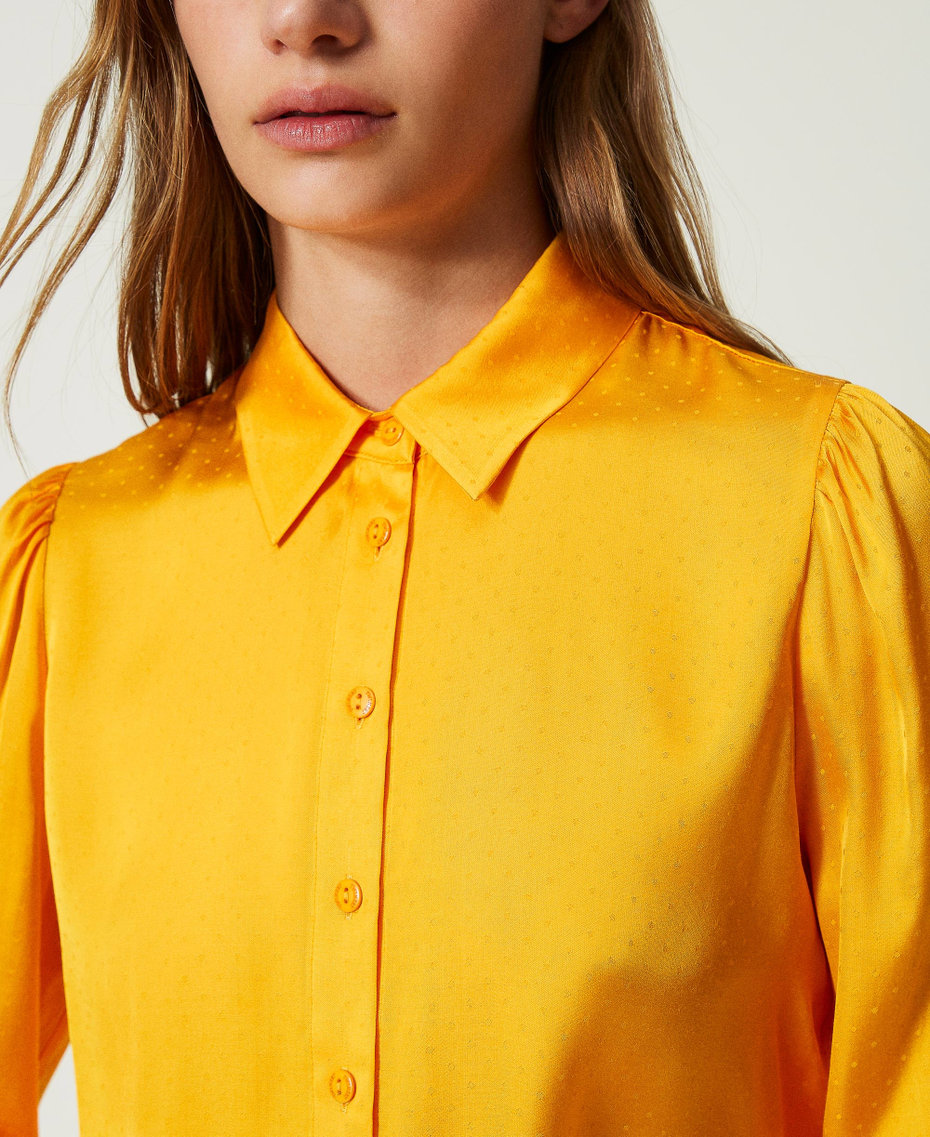 Жаккардовая рубашка в горошек Желтый "Сияющий желтый" женщина 232TT2173-04