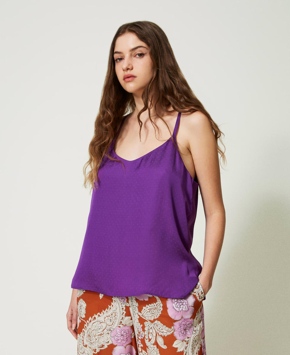 Polka dot jacquard top Dark Lavender Woman 232TT2175_11149_01