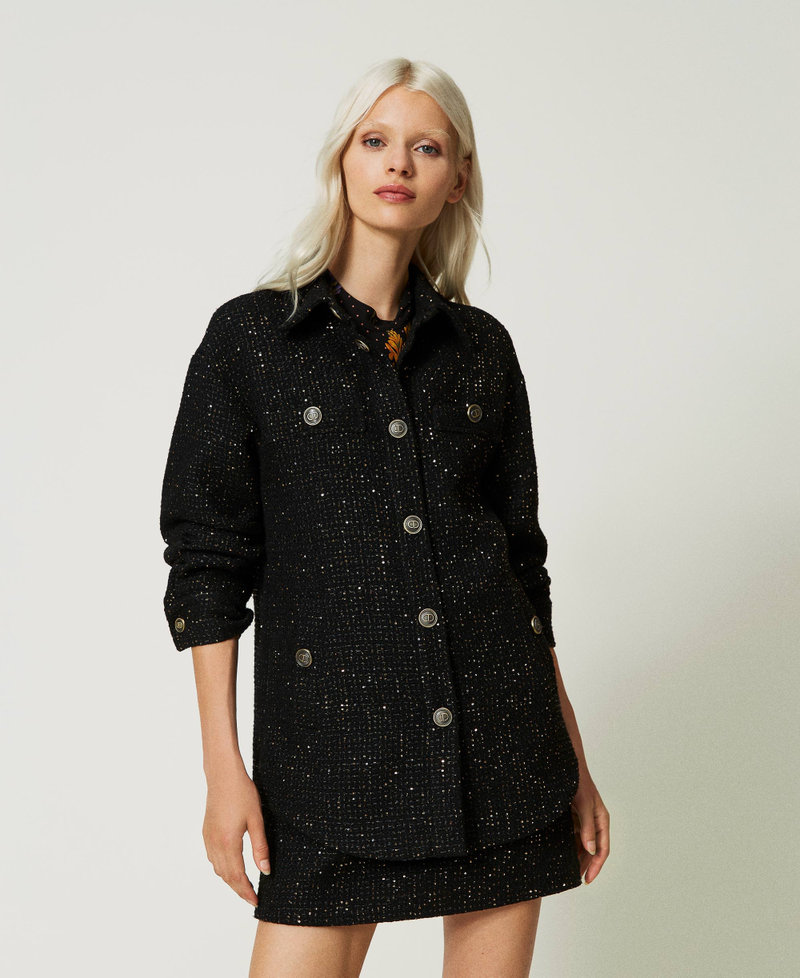Boucléjacke aus Wollmischung