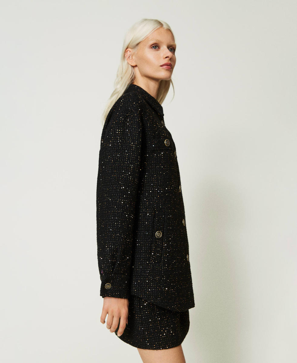 Blouson en laine melangee bouclee Mujer Negro TWINSET Milano