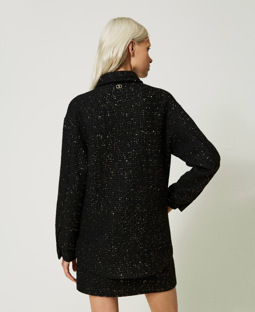 Blouson en laine m&eacute;lang&eacute;e boucl&eacute;e