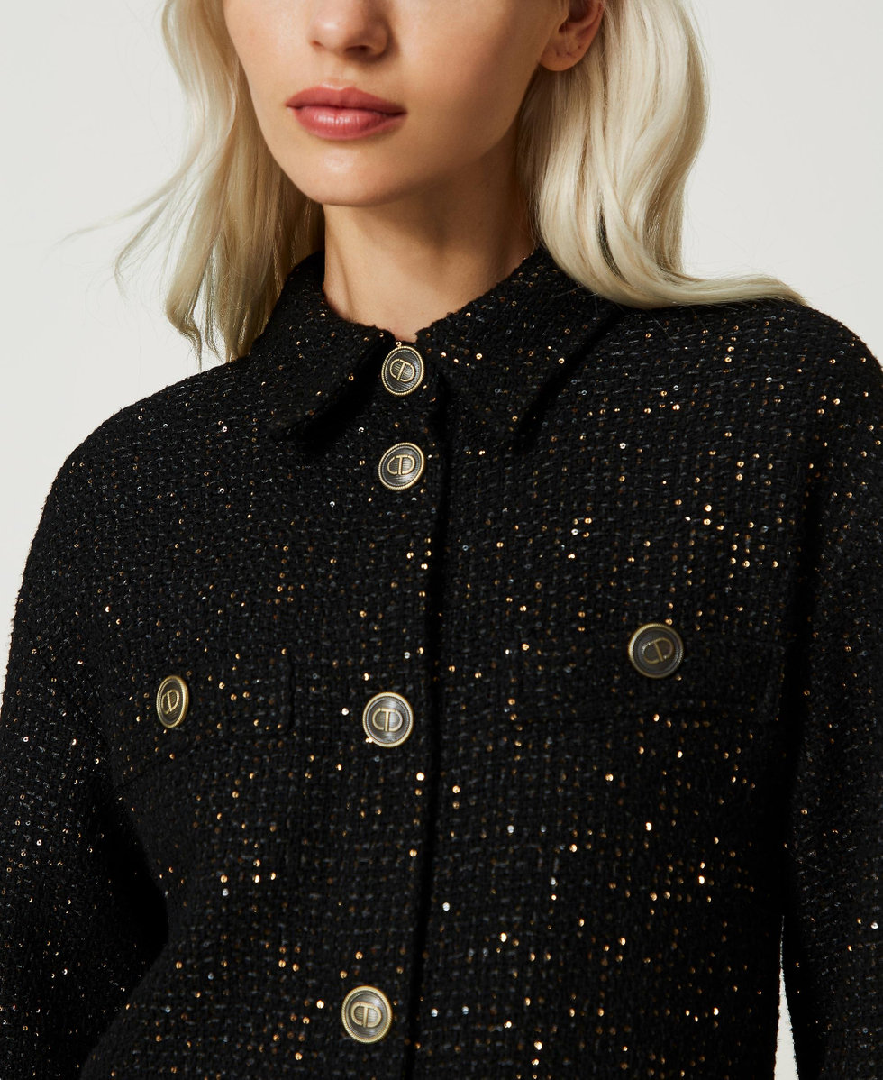 Blouson en laine m&eacute;lang&eacute;e boucl&eacute;e